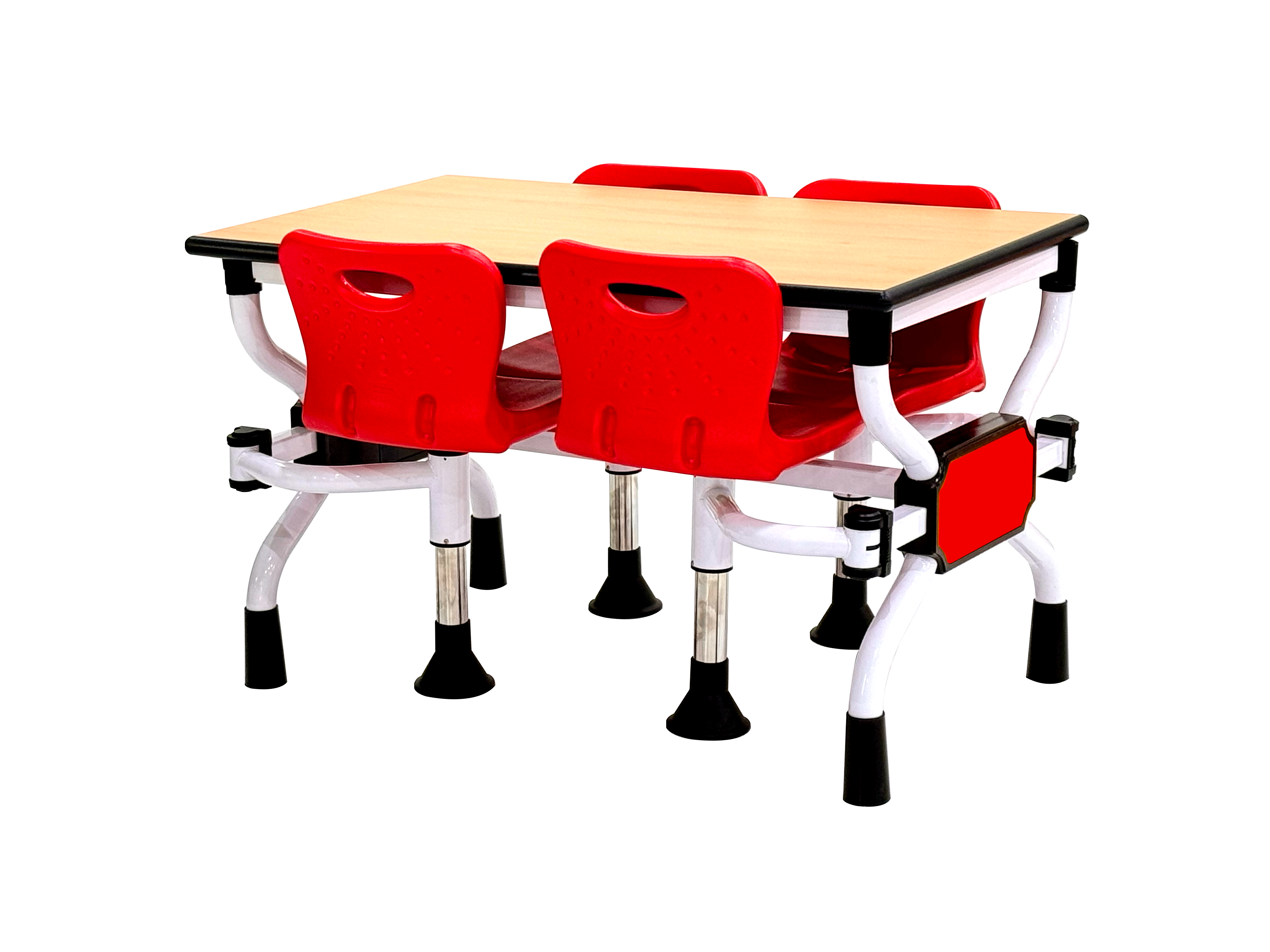 Portable Stool Table Premium — Red Backrest 4-Seat