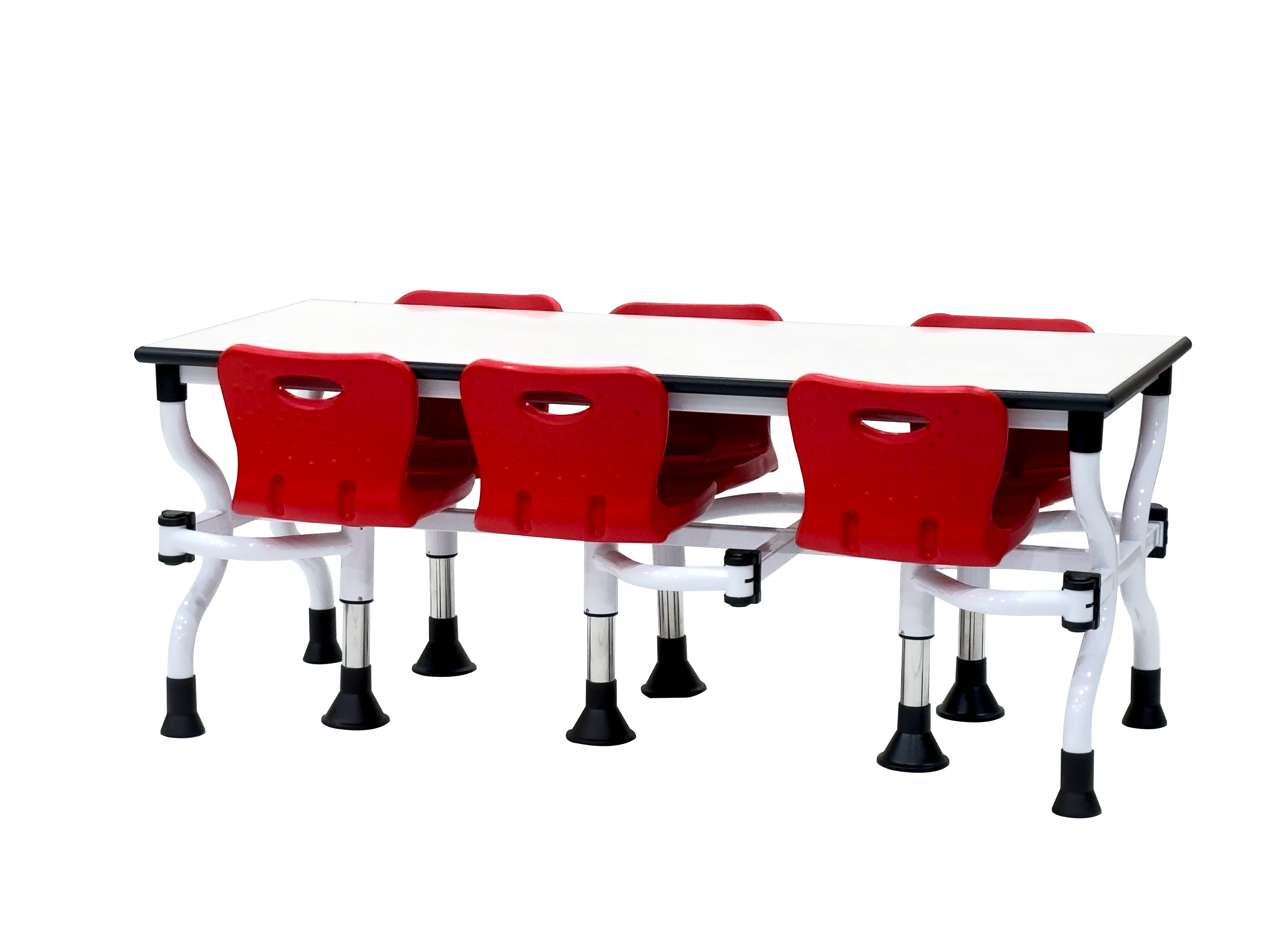 Portable Stool Table Premium — Red Backrest 6-Seat