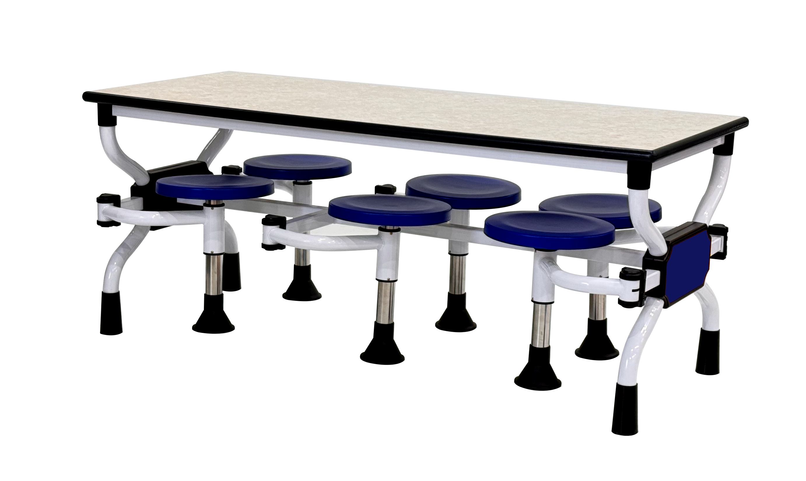 Portable Stool Table Premium — Blue Backrest 6-Seat