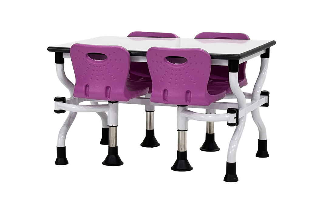 Portable Stool Table Standard — Red Violet Backrest 4-Seat