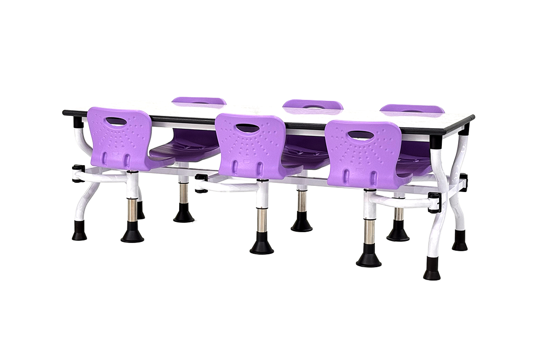 Portable Stool Table Standard — Violet Backrest 6-Seat